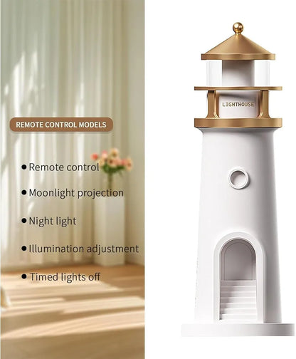 Light house night lamp with lunar projection
