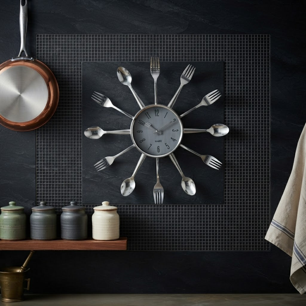 Spoon & fork utensils wall clock