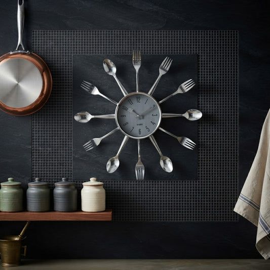 Spoon & fork utensils wall clock