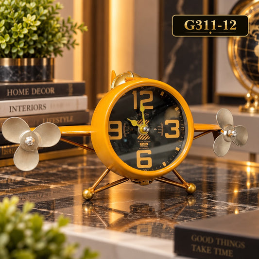 Metal plane table clock