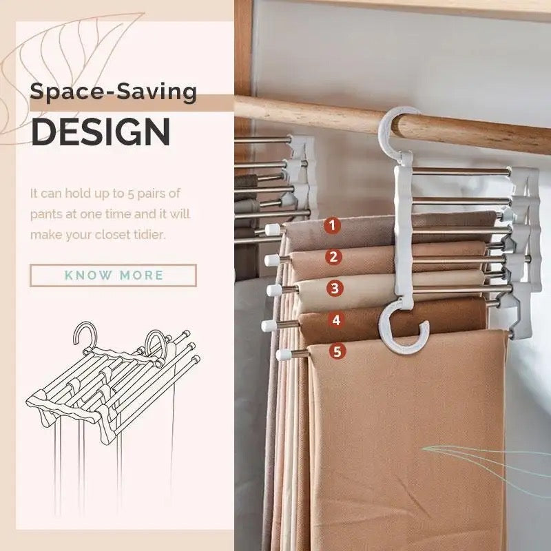 5in1 Rotating Foldable Stainless Steel Pipes Clothes Hanger