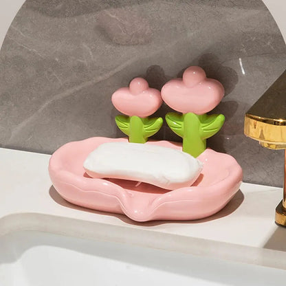Floral dish drainage soap holder