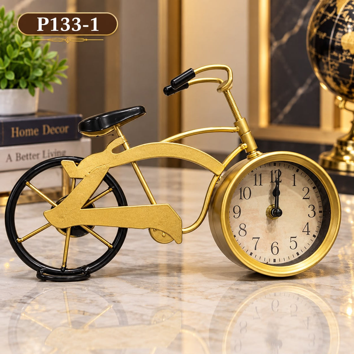 Metal cycle table clock