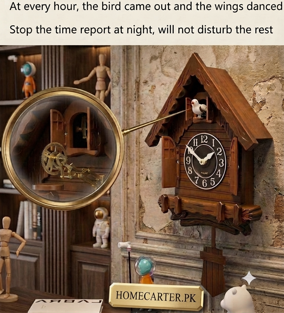 Cuckoo clock with moveable bird