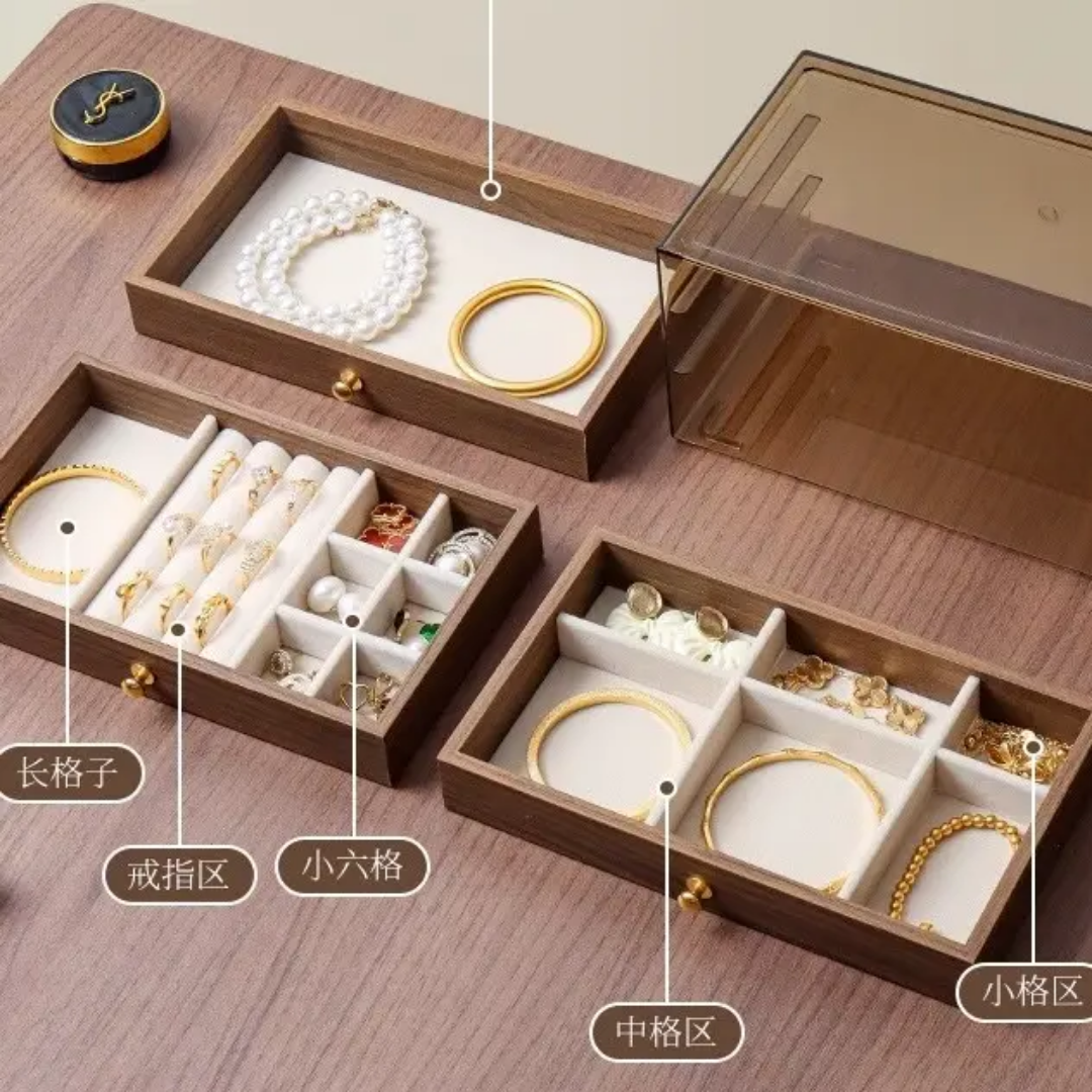 Wooden 3 layer cosmetic organizer