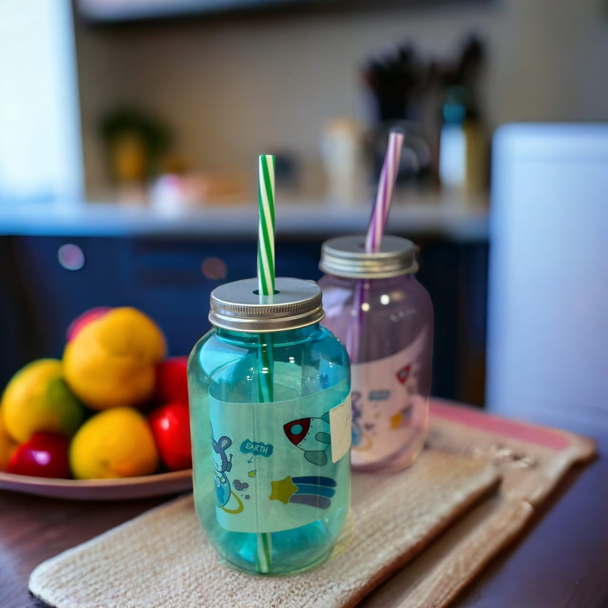 Mason jar with straw (PVC)