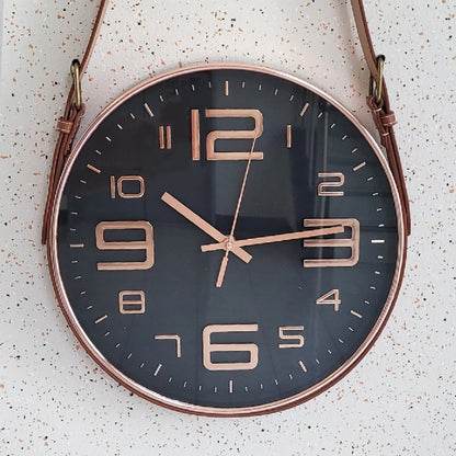 Leather belt modern living room wall clock