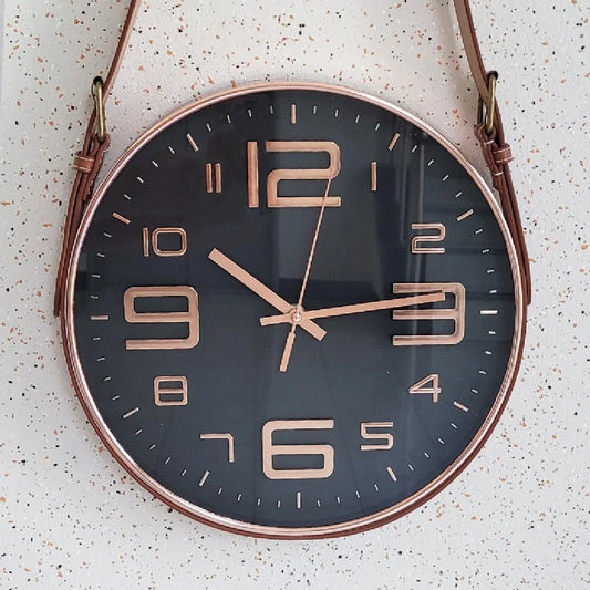 Leather belt modern living room wall clock