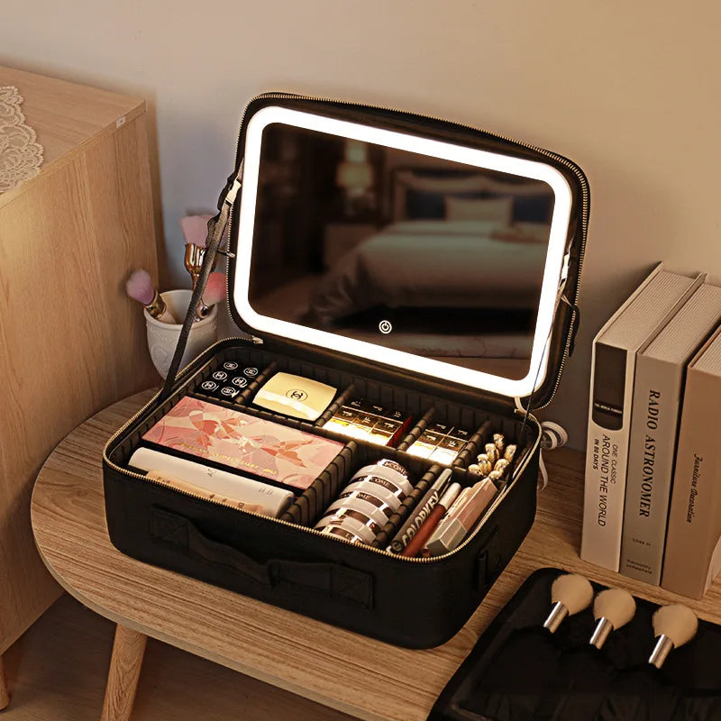 Smart led cosmetic travel organizer