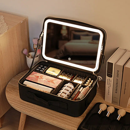 Smart led cosmetic travel organizer