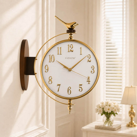 Nordic dual sided bird station clock