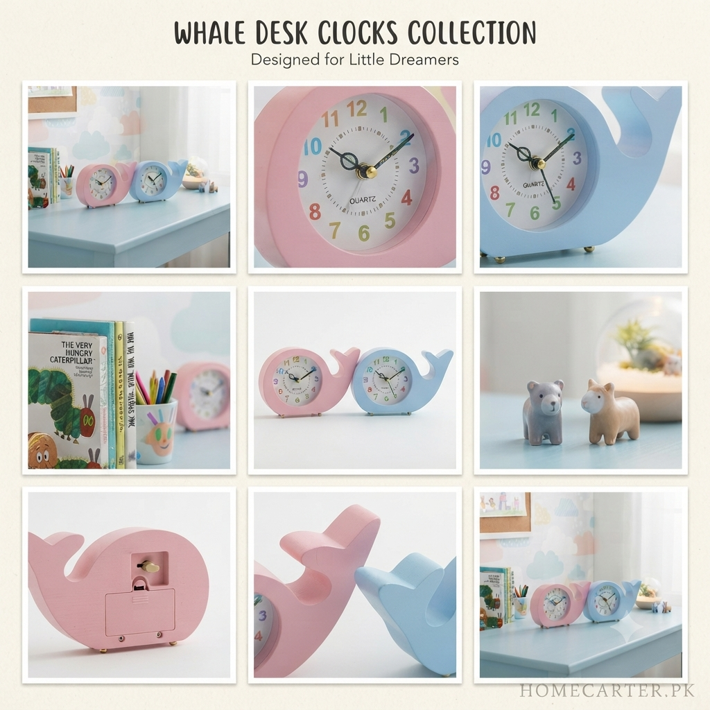 Whale desk kids room table clock