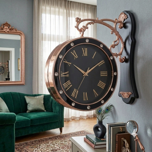 Chromed edition dual sided station clock