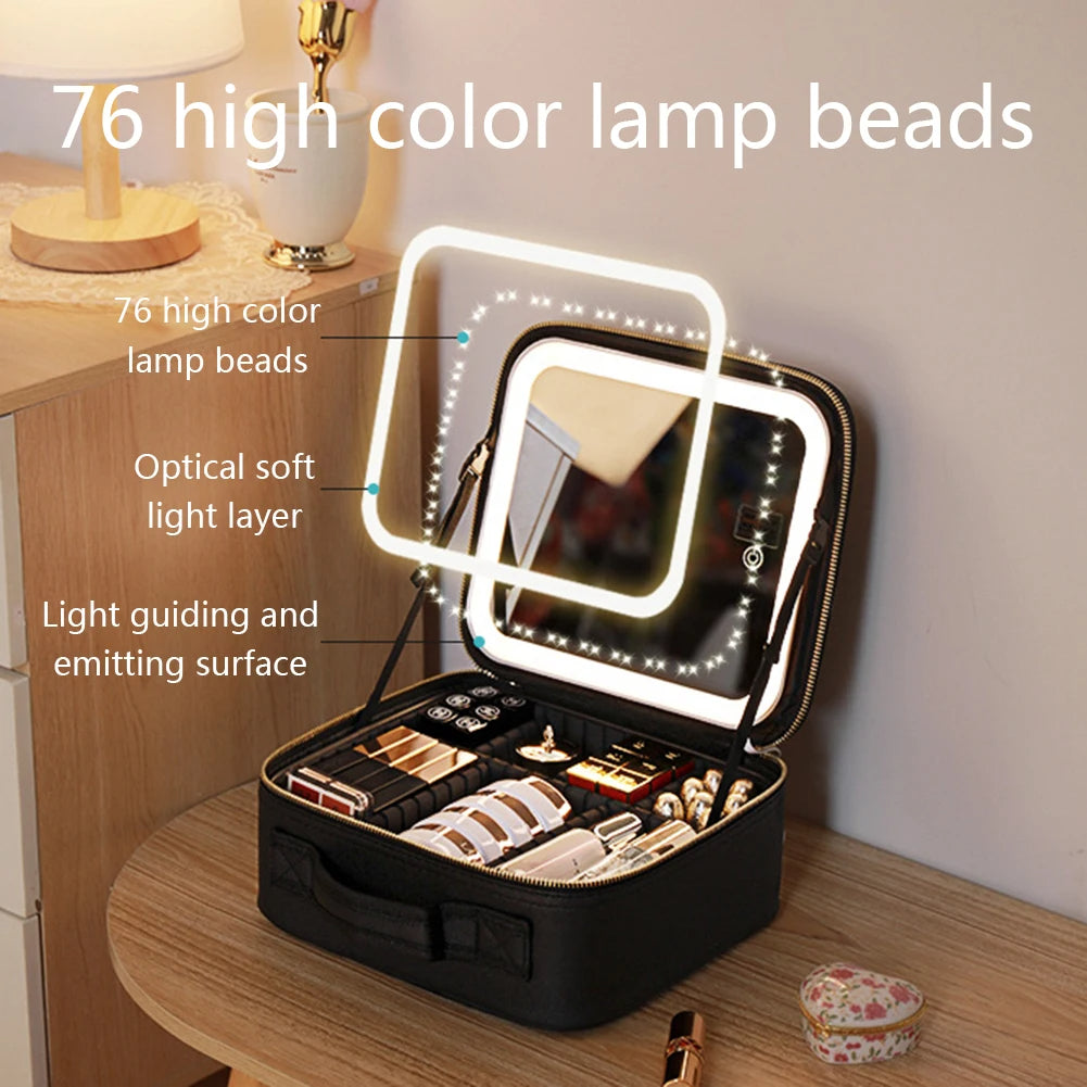 Smart led cosmetic travel organizer
