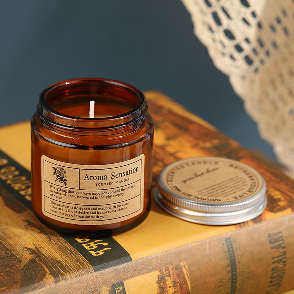 Glass scented candle for aromatherapy