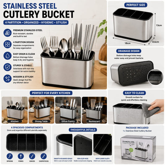 Stainless steel cutlery organizer