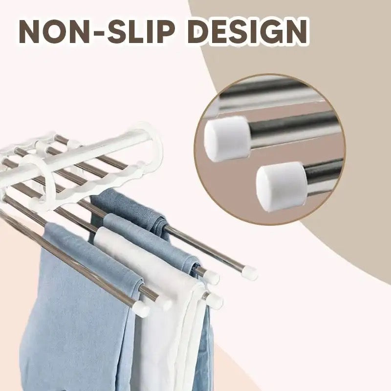 5in1 Rotating Foldable Stainless Steel Pipes Clothes Hanger
