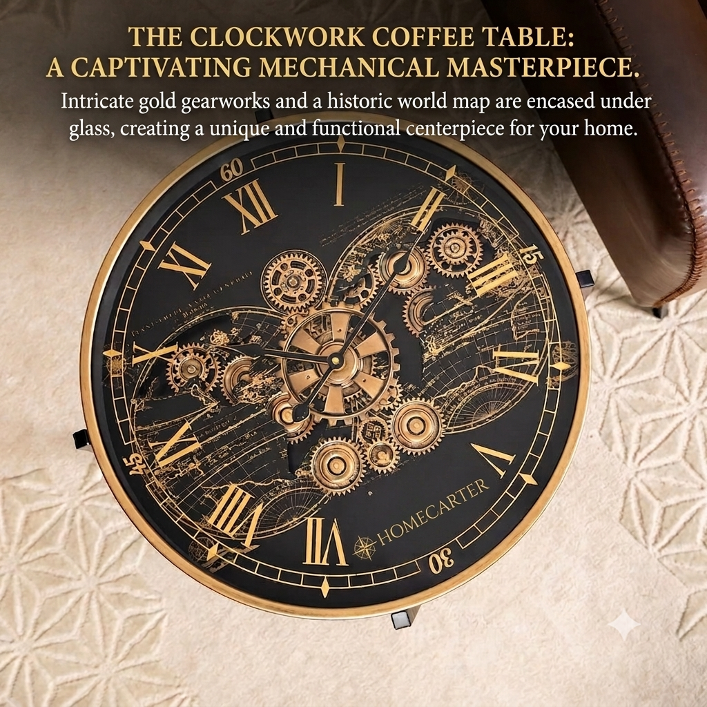 Metal Gearing side table clock