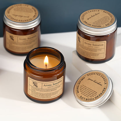 Glass scented candle for aromatherapy