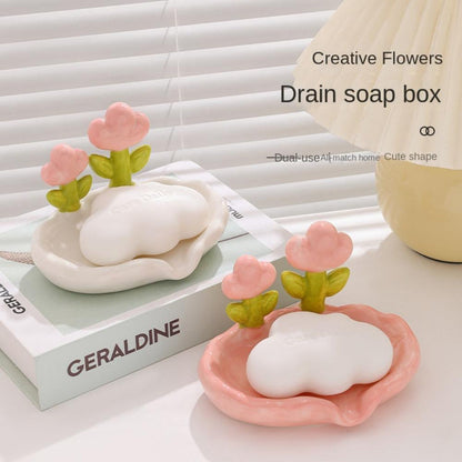 Floral dish drainage soap holder