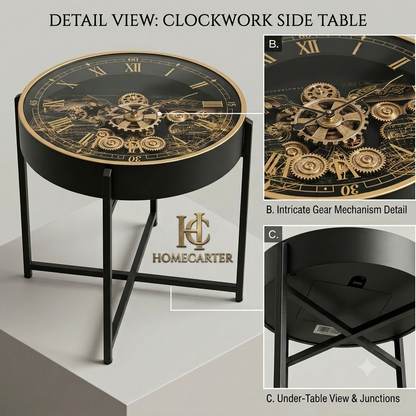 Metal Gearing side table clock