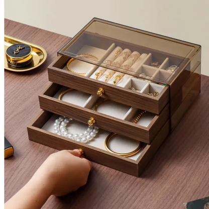 Wooden 3 layer cosmetic organizer
