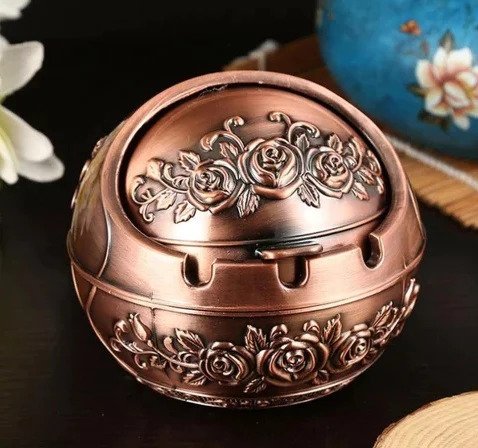 Round Ashtray In Building Or Flower Portable Ash Holder Ash Tray For Outdoor Home Indoor Office Use - Flower, Copper