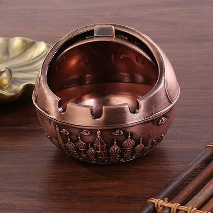 Round Ashtray In Building Or Flower Portable Ash Holder Ash Tray For Outdoor Home Indoor Office Use - Flower, Golden