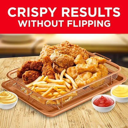 Air fryer crisping basket with tray