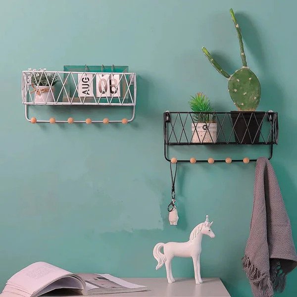 Two In One Metallic Organizer And Key Chain Holder - Golden, Without LED