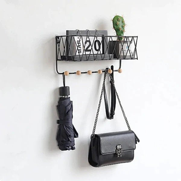 Two In One Metallic Organizer And Key Chain Holder - Golden, Without LED
