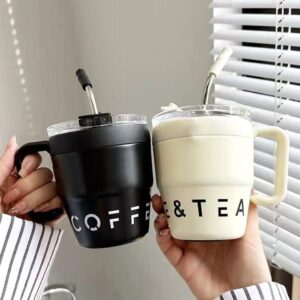 Insulated Coffee Mug With Lid And Straw