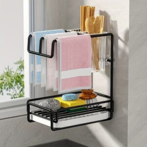 Kitchen Wall mounted sink & storage metal rack