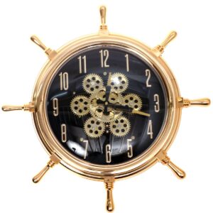 Ship Wheel chrome gearing wall clock