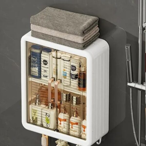 Bathroom Cabinet Punch-Free Wall-Mounted Storage Rack with Magnetic Suction - Image 2
