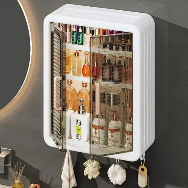 Bathroom Cabinet Punch-Free Wall-Mounted Storage Rack with Magnetic Suction - Image 3