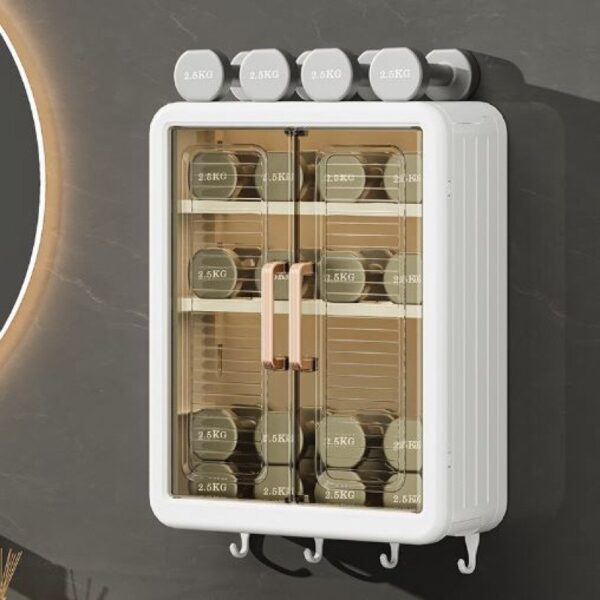 Bathroom Cabinet Punch-Free Wall-Mounted Storage Rack with Magnetic Suction - Image 4
