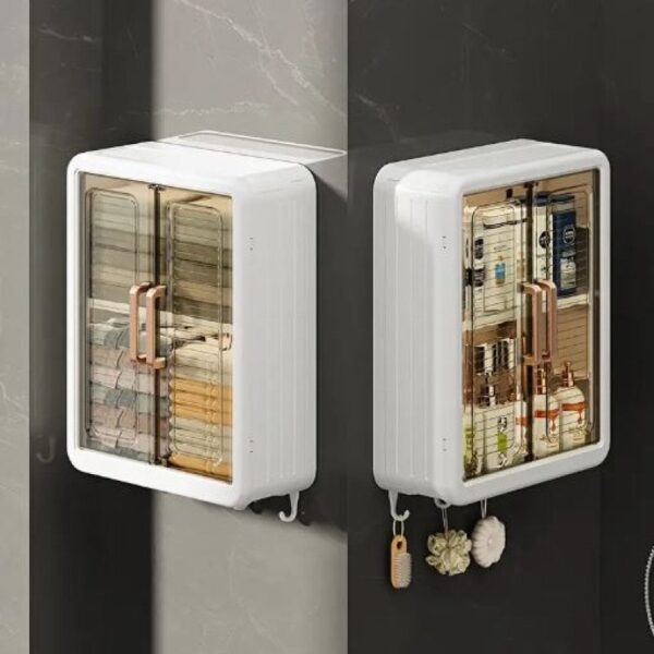 Bathroom Cabinet Punch-Free Wall-Mounted Storage Rack with Magnetic Suction